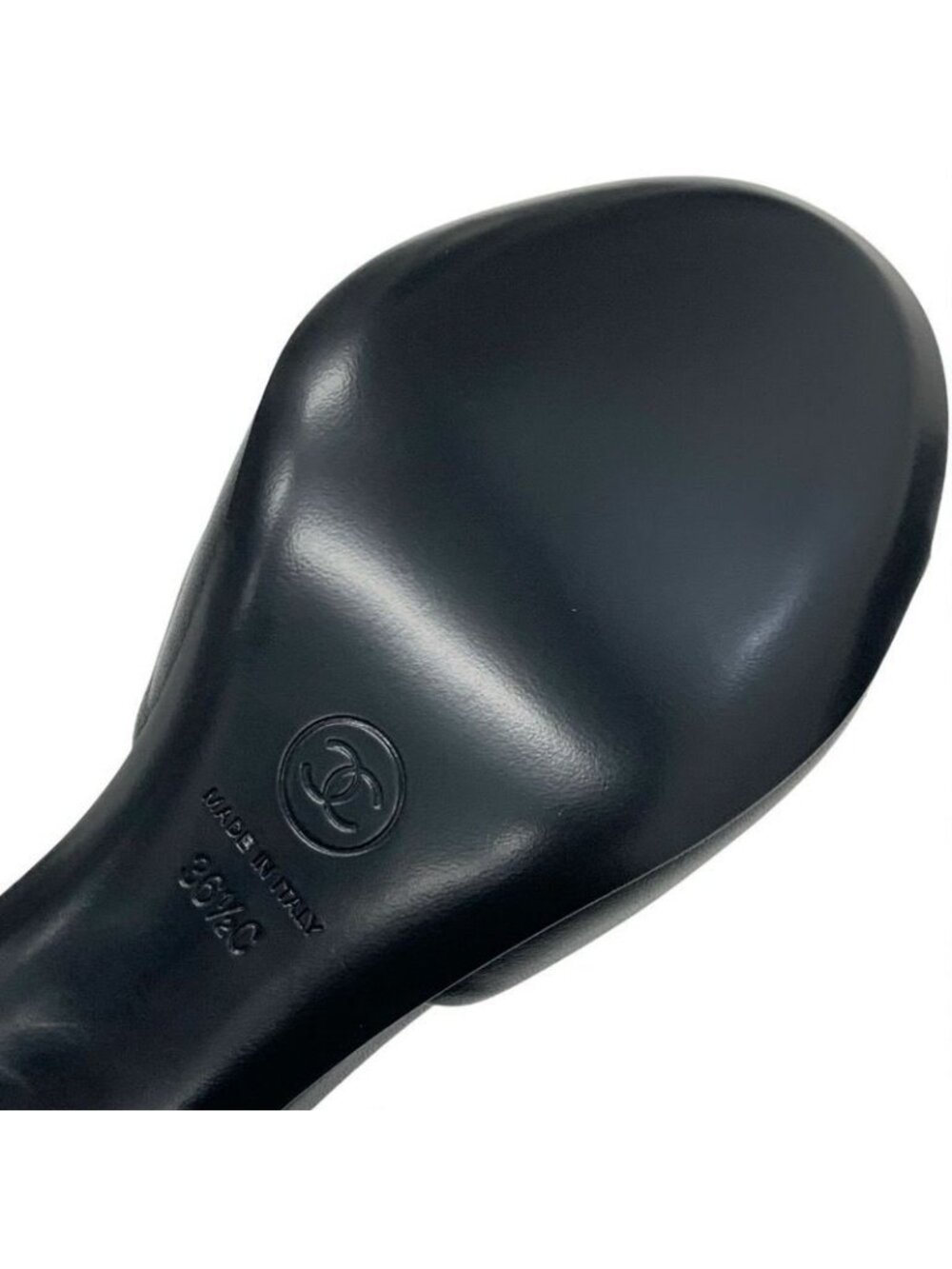 Chanel Sandals Shoes Leather Black Silver Coco Mark - Picture 9 of 10